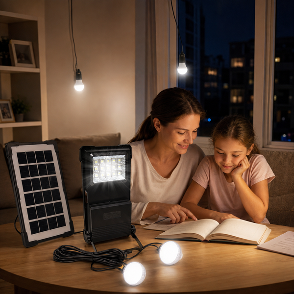 Портативная солнечная станция GDlite GD-07A 30 Вт с панелью и 2 LED-лампами, Power Bank neo3210 фото