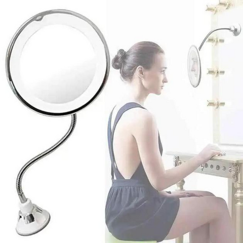 Дзеркало з LED підсвічуванням кругле Flexible (присоска, гнучкий тримач, 10X, 360&deg;, 7") (WO-30) 5284 фото