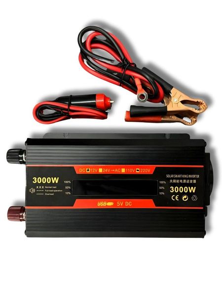 Інвертор-перетворювач напруги з 12V на 220V, 3000W (з LCD дисплеєм, 1 розетка, 2 USB) 5023 фото