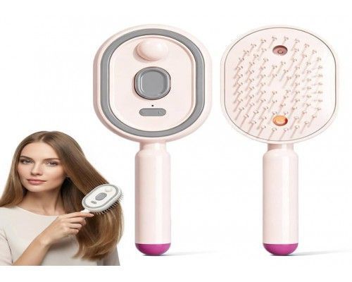Паровая массажная щётка-расчёска MistGlow 3 в 1 для расчёсывания и выравнивания волос, распыление, вибрация и LED dt1464 фото