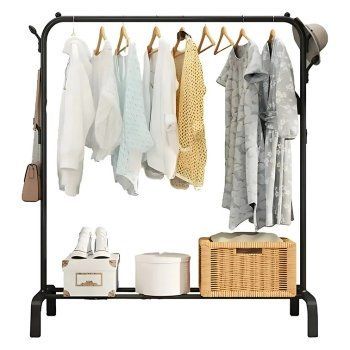 Чорна підлогова стійка-вішалка для одягу | Single Floor Hanger 5348 фото