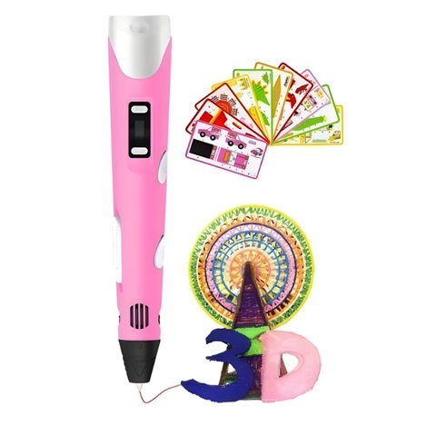 3D Ручка Pen 3: Розовий набір для творчості з екологічним пластиком і трафаретами 5075 фото