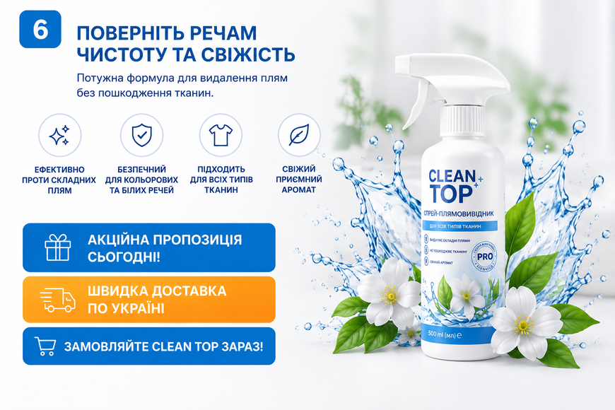 Clean Top спрей-плямовивідник для всіх типів тканин MG06 фото