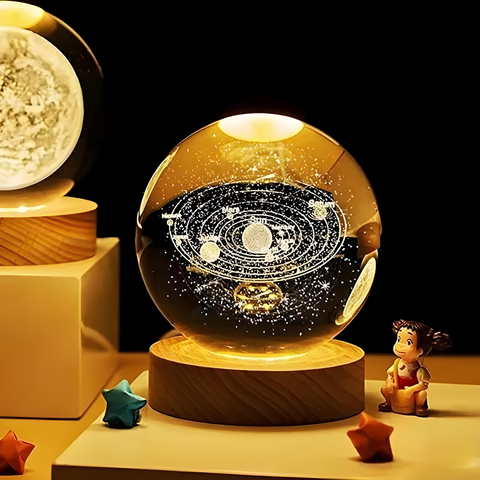 Світлодіодний нічник у формі кулі з 3D лазерним гравіюванням та теплим світлом. 5155 фото