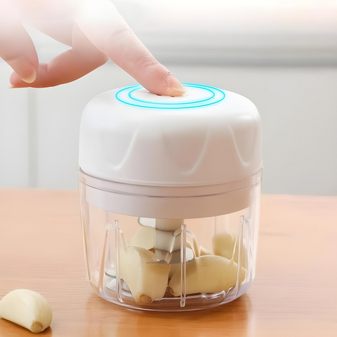 Кухонний електричний подрібнювач для продуктів Release hands one click garlic, міні чопер часникодавка, білого кольору. 5206 фото