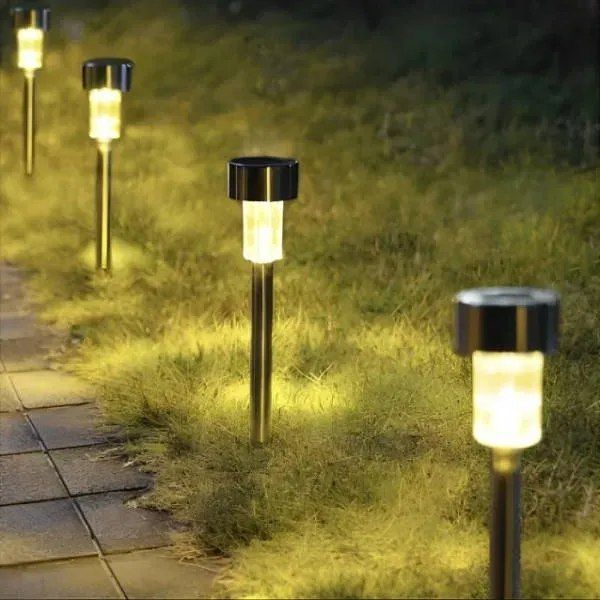 Садовий світильник на сонячній батареї 31.5 см автоматичний LED набір 10 шт чорний j6040 фото