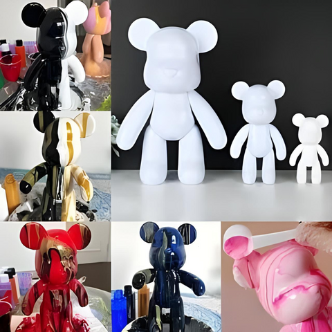 Флюїдний ведмедик Punk Fluid Bear Bearbrick для творчості, набір для розмальовування ведмедика DIY 23 см. 5160 фото