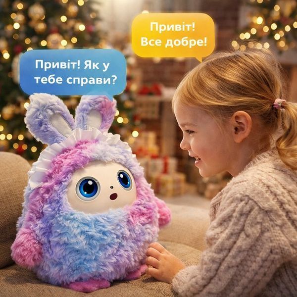 Інтерактивна AI іграшка KIKI плюшева з голосом LED очима та Wi-Fi розумний пухнастий друг j1968 фото