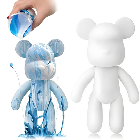 Флюїдний ведмедик Punk Fluid Bear Bearbrick для творчості, набір для розмальовування ведмедика DIY 17 см. 5165 фото