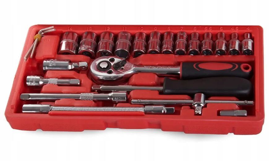 Набір інструментів Wrench Socket 46 предметів хромованадієва сталь у кейсі тріскачка біти головки j5534 фото