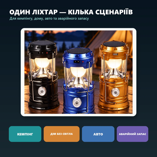 Кемпинговый LED-фонарь SolarCamp 360 JH-5800T, 6+1 LED, солнечная панель, Power Bank, 19,5&times;9,1&times;8 см 000016 фото