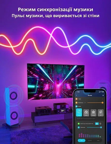 Умная неоновая лента SmartNeon RGB 5 м гибкая 16 млн цветов 200 режимов пульт 220В/12В j9386 фото