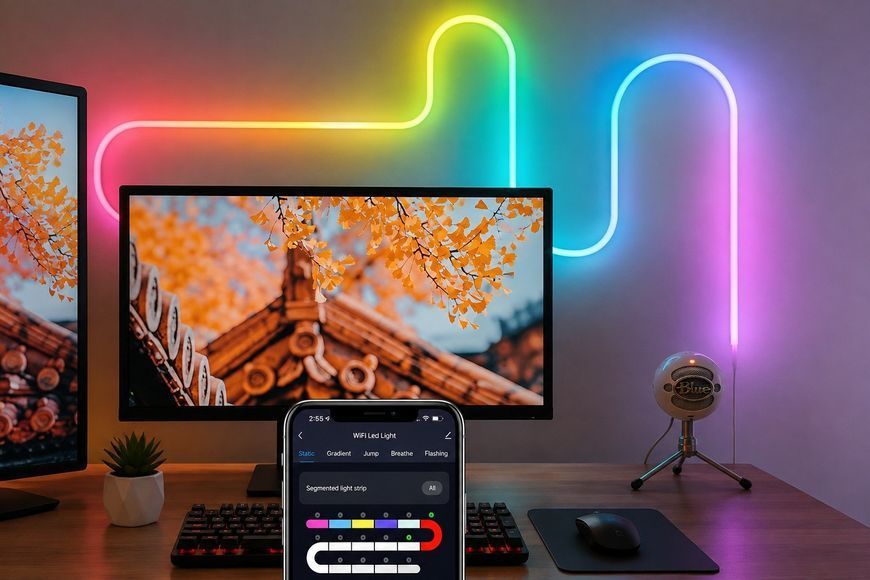Умная неоновая лента SmartNeon RGB 5 м гибкая 16 млн цветов 200 режимов пульт 220В/12В j9386 фото