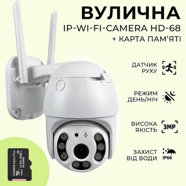 Вулична Wi-Fi камера відеоспостереження A8 з блоком живлення, PTZ 1080p, додаток: V380, 2MP (RD-002) 5106 фото