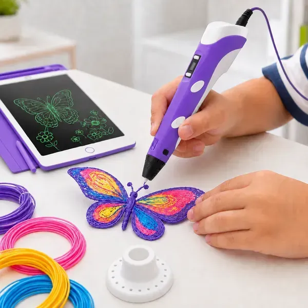 Творчість із фіолетовою 3D-ручкою Pen-6 та LCD-планшетом